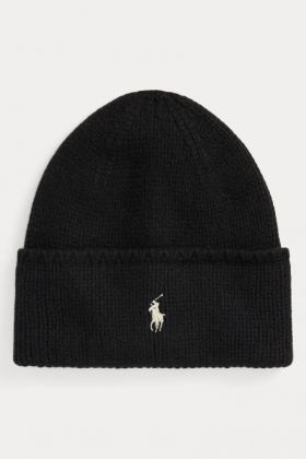 Knit Merino Wool Beanie, Black Dust