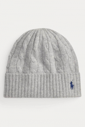 Cable-Knit Wool-Cashmere Beanie, Soft grey