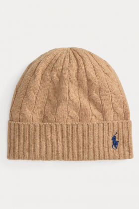 Cable-Knit Wool-Cashmere Beanie, Camel