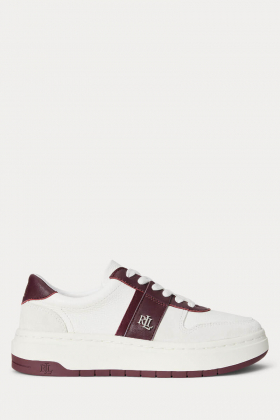 Harlie Two-Tone Leather & Suede Sneaker, Snow White / Bianco / Dark Garnet