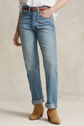 High-Rise Relaxed Straight Jeans, Adriatic Wash