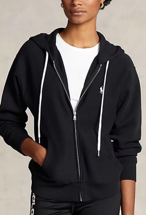Fleece Full-Zip Hoodie, Polo Black