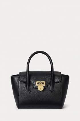 Pebbled Leather Small Tanner Satchel, Black