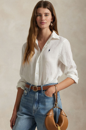 Classic Fit Linen Shirt, White