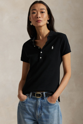 Slim Fit Stretch Polo Shirt, Polo Black