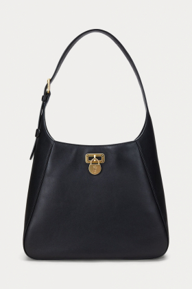 Leather Large Tanner Shoulder Bag, Black