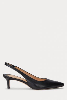 Lolah Burnished Leather Slingback Pumps, Black
