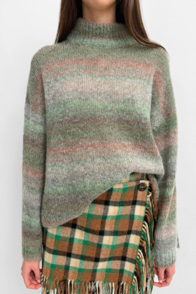 The Jinsol alpaca fine merino knit sweater, Leaf Green Multi