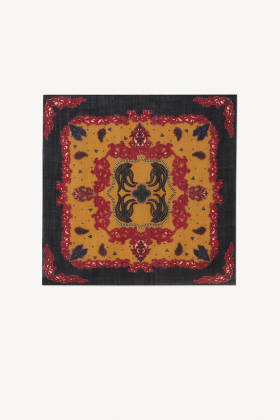 The small Hank wool scarf, Multi navy