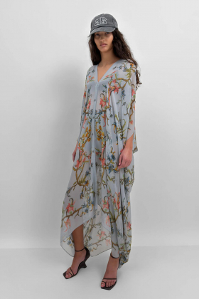 The Agave silk caftan in Trailing