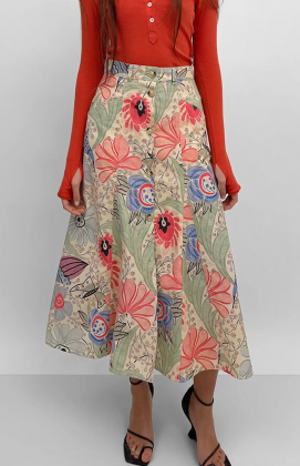 The London mid-calf skirt in print Ducharne