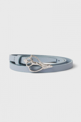Petit Shell Pebble Belt, Light Blue & Silver