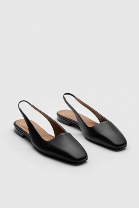 Plesio Flat Slingbacks, Black