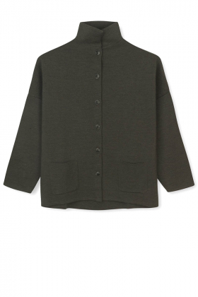 Spring cardigan, Dark melange green