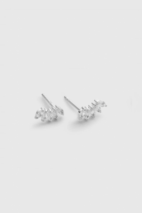 Theodora Studs, Silver & White