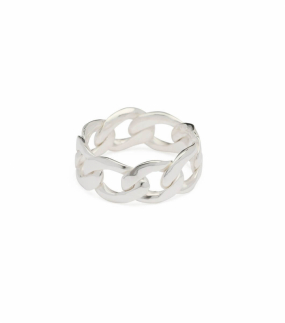 Links Curb Chain Ring, Silver