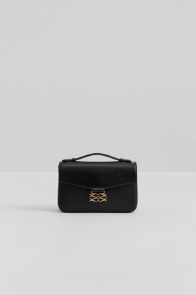 Monogram Leather Shoulder Bag, Black