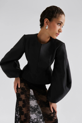 Vendela Balloon Sleeve Blouse, Black