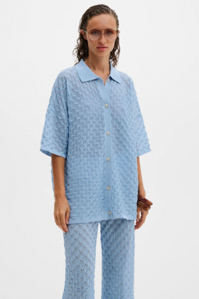 Moa Knitted Shirt, Sky