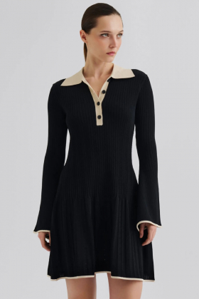 Sabine Pike Knitted Mini Dress, Black