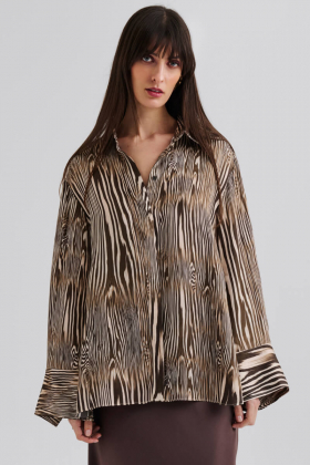 Emaline Slits Detail Shirt, Moire