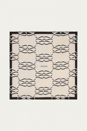 Silk Twill Scarf, Monogram Cream
