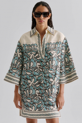 Imogen Tunic Mini Dress, Ocean Corals