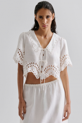 Estela Broderie Anglais Blouse, White