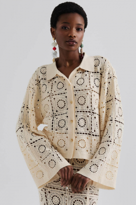 Moraya Crochet Cardigan, Cream