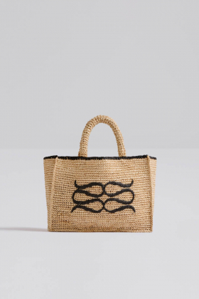 Malina Monogram Raffia Bag, Raffia