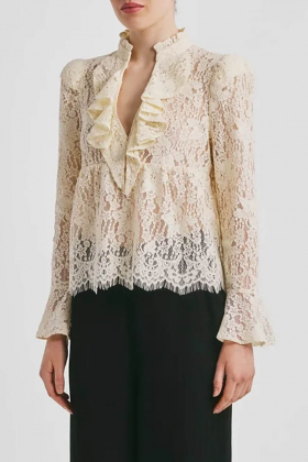 Lace Ruffle Blouse, Vintage White