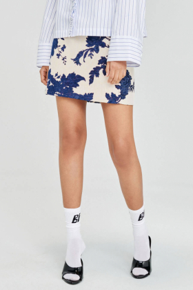 Sagira Skirt, Cream Blue Flower