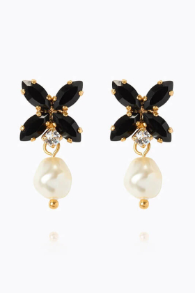 Star Pearl Earrings Gold, Pearl/jet