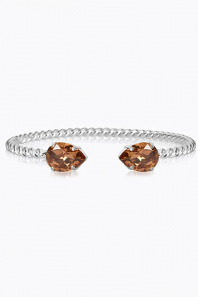 Mini drop bracelet rhodium, Light smoked topaz 