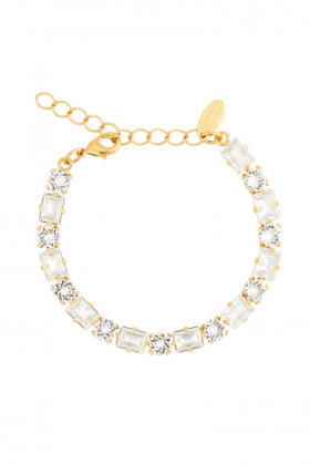 Diora statement bracelet, Gold & crystal