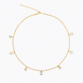 Lumina Necklace, Gold & Crystal