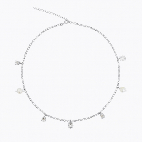 Lumina Necklace, Rhodium & Crystal