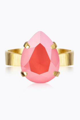 Mini drop ring, Gold & Light Coral