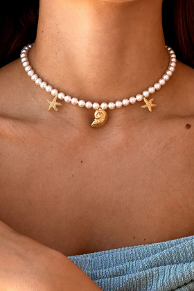 Seadora necklace, Gold & Pearl