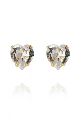 Heart Earrings, Gold & Crystal