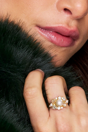 Molly Ring Gold, Pearl &Crystal
