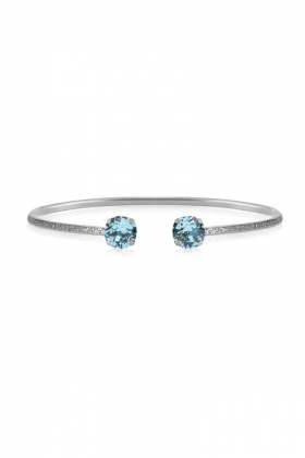 Classic Petite Bracelet, Rhodium & Aquamarine
