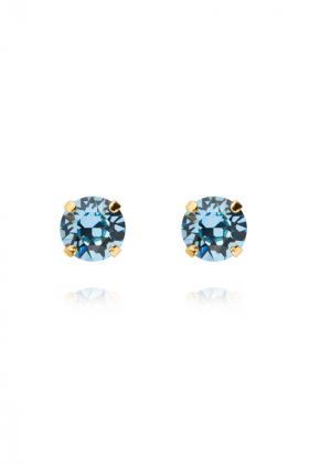 Classic Stud Earrings, Gold & Aquamarine