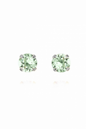 Classic Stud Earrings, Rhodium & Chrysolite