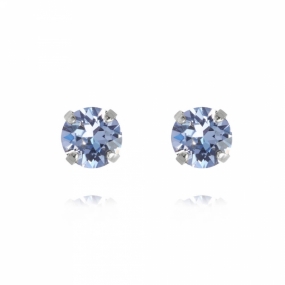 Classic Stud Earrings, Rhodium & Light Sapphire
