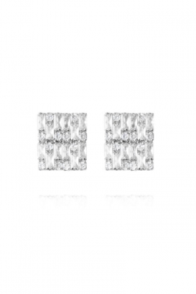 Evelyne Earrings, Rhodium & Crystal