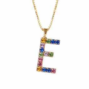 Letter Necklace, Gold & Multi A-S