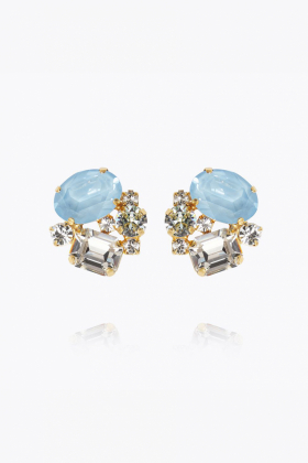 Mini Carolina Earrings, Gold & Sky Combo