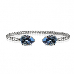 Mini Drop Bracelet, Rhodium & Denim Blue