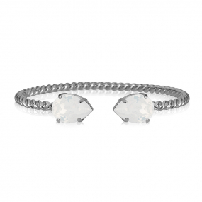 Mini Drop Bracelet, Rhodium & White Opal
